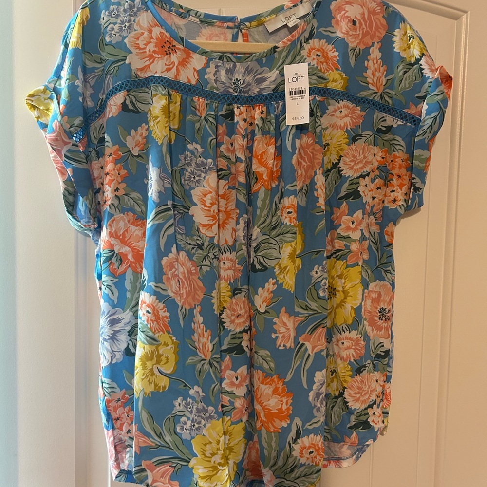 LOFT Floral Multicolor Blouse NWT